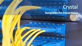  Presentation with optic - Audience pleasing presentation design consisting of circuit globe - fiber cable serve with technology backdrop and a ocean colored foreground