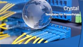  Presentation with fiber optic - Cool new theme with circuit globe - fiber cable serve with technology backdrop and a ocean colored foreground