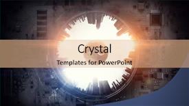  Presentation with digital technology and urbanization - Colorful slide set enhanced with circuit globe - global digital technology concept backdrop and a coral colored foreground