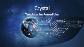  Presentation with chip - Theme consisting of circuit globe - micro chip concept background and a ocean colored foreground