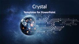  Presentation with chip - Beautiful slides featuring circuit globe - micro chip concept backdrop and a navy blue colored foreground