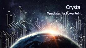  Presentation with chip - Theme enhanced with circuit globe - micro chip concept background and a wine colored foreground