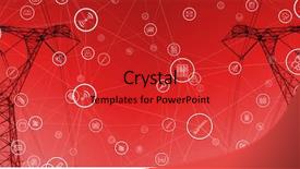  Presentation with electricity equipmet - PPT theme having circuit globe - sphere of icons background and a red colored foreground
