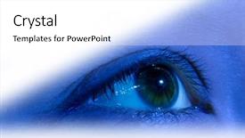  Presentation with artistic - Presentation featuring security guard iris scan - blue female eye artistic illustration background and a white colored foreground