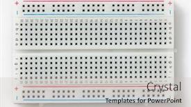  Presentation with electric circuit - Theme having components - circuit mounting plate closeup background and a light gray colored foreground