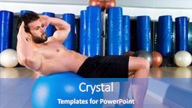 Presentation with gym ball - Presentation theme with circuit training - fitball abdominal crunch swiss ball background and a  colored foreground