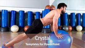  Presentation with gym ball - Presentation design enhanced with circuit training - fitball abdominal push ups swiss background and a  colored foreground
