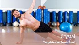  Presentation with leafes side - Beautiful presentation design featuring circuit training - fitness side push ups man backdrop and a  colored foreground