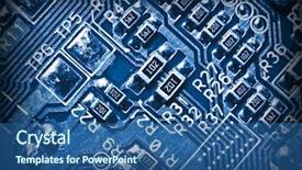  Presentation with circuit - Cool new presentation design with circuitboard - close up of electronic circuit backdrop and a ocean colored foreground