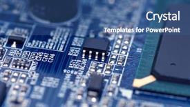  Presentation with circuit - Presentation theme enhanced with circuitboard - closeup texture of integrated circuit background and a ocean colored foreground