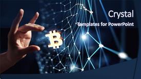  Presentation with cryptocurrency - Audience pleasing presentation consisting of circuitboard - cryptocurrency background concept backdrop and a navy blue colored foreground