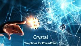  Presentation with cryptocurrency - Beautiful theme featuring circuitboard - cryptocurrency background concept backdrop and a ocean colored foreground