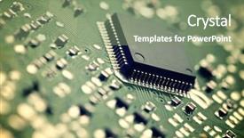  Presentation with chip - Slide set with circuitry - closeup of a chip background and a seafoam green colored foreground