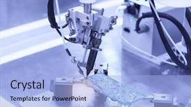  Presentation with cnc machine - Theme consisting of circuitry - pcb processing on cnc machine background and a light blue colored foreground