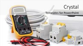  Presentation with electrical breakers - Cool new PPT theme with circuits - automatic circuit breakers distribution box backdrop and a white colored foreground