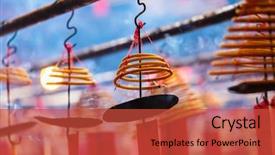  Presentation with incense - Presentation design consisting of circular incenses burning in man background and a red colored foreground