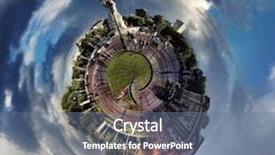  Presentation with old london - PPT theme featuring 3d english - circular panorama of london's most background and a ocean colored foreground