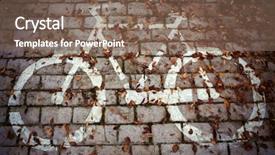  Presentation with asphalt road - Audience pleasing PPT theme consisting of circular route - bicycle symbol painted backdrop and a violet colored foreground