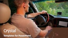  Presentation with car - Slides consisting of circular route - man in offroad car background and a tawny brown colored foreground