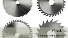  Presentation with blade - PPT layouts consisting of circular saw blades for wood background and a light gray colored foreground
