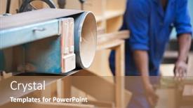  Presentation with blade - Audience pleasing theme consisting of circular saw machine used by carpenters close up of blade backdrop and a coral colored foreground