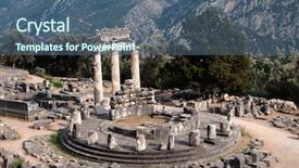  Presentation with temple - PPT theme consisting of circular temple tholos of athena background and a ocean colored foreground