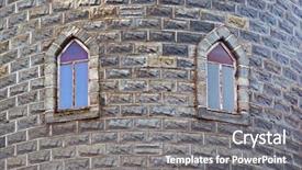  Presentation with bosnia old castle history - Presentation theme having circular triangle - two old windows background and a  colored foreground