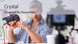  Presentation with diy - Audience pleasing PPT theme consisting of circular zigsaw - diy blogger recording video backdrop and a light gray colored foreground