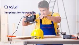  Presentation with work - Audience pleasing slide set consisting of circular zigsaw - floor repairman disappointed with his backdrop and a  colored foreground