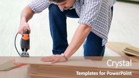  Presentation with flooring - Amazing PPT layouts having circular zigsaw - man laying flooring at home backdrop and a coral colored foreground