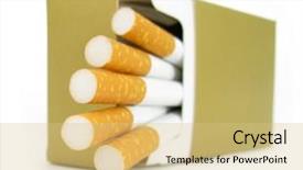  Presentation with cigarettes - Slides consisting of circulatory - cigarettes in golden box background and a  colored foreground