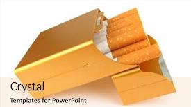  Presentation with cigarettes - Presentation consisting of circulatory - cigarettes in golden metal box background and a yellow colored foreground