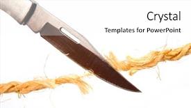  Presentation with fibers - PPT theme consisting of circumcision - clasp-knife is cutting the ropes background and a white colored foreground