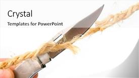  Presentation with fibers - Amazing PPT theme having circumcision - clasp-knife is cutting the ropes backdrop and a white colored foreground