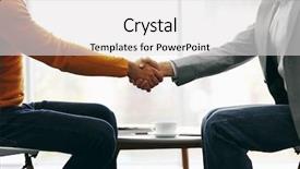  Presentation with shaking hands - Slide set consisting of circumstance - two men shaking hands background and a  colored foreground