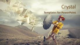  Presentation with circus - Presentation theme having circus - clown with umbrella background and a soft green colored foreground