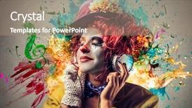  Presentation with clown - Beautiful presentation theme featuring circus - colorful clown backdrop and a coral colored foreground