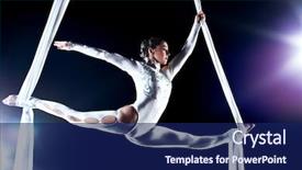  Presentation with flash - Amazing PPT layouts having circus - young woman gymnast on black backdrop and a navy blue colored foreground