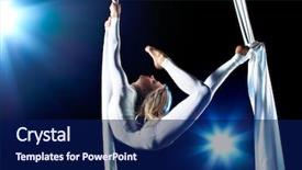  Presentation with flash - Presentation enhanced with circus - young woman gymnast on black background and a navy blue colored foreground