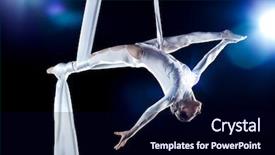  Presentation with flash - Slide deck featuring circus - young woman gymnast on black background and a navy blue colored foreground