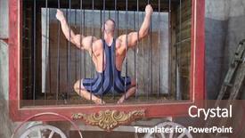  Presentation with actor - Theme featuring circus actor sitting on his background and a violet colored foreground