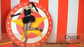  Presentation with top hat - Theme having circus actress in a black background and a red colored foreground
