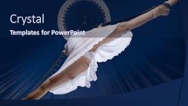  Presentation with circus - Theme featuring circus air gymnast on dark blue background background and a navy blue colored foreground