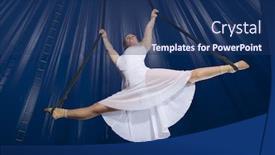  Presentation with circus - Theme with circus air gymnast on dark blue background background and a ocean colored foreground