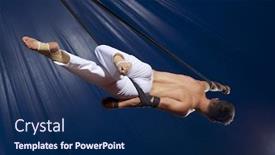  Presentation with circus - Audience pleasing theme consisting of circus air gymnast on dark blue background backdrop and a navy blue colored foreground