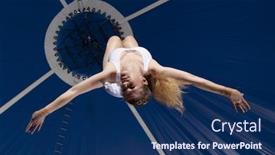  Presentation with circus - PPT layouts with circus air gymnast on dark blue background background and a navy blue colored foreground