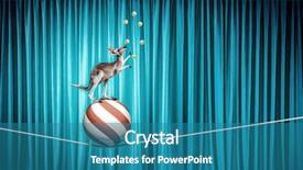  Presentation with circus - Slides with circus animals standing in stack background and a teal colored foreground