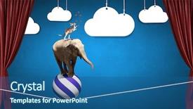  Presentation with circus - Slide set enhanced with circus animals standing in stack background and a ocean colored foreground