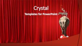  Presentation with circus - Amazing slides having circus animals standing in stack backdrop and a crimson colored foreground
