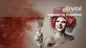 Presentation with clown - Presentation design having circus circus - painting clown background and a violet colored foreground